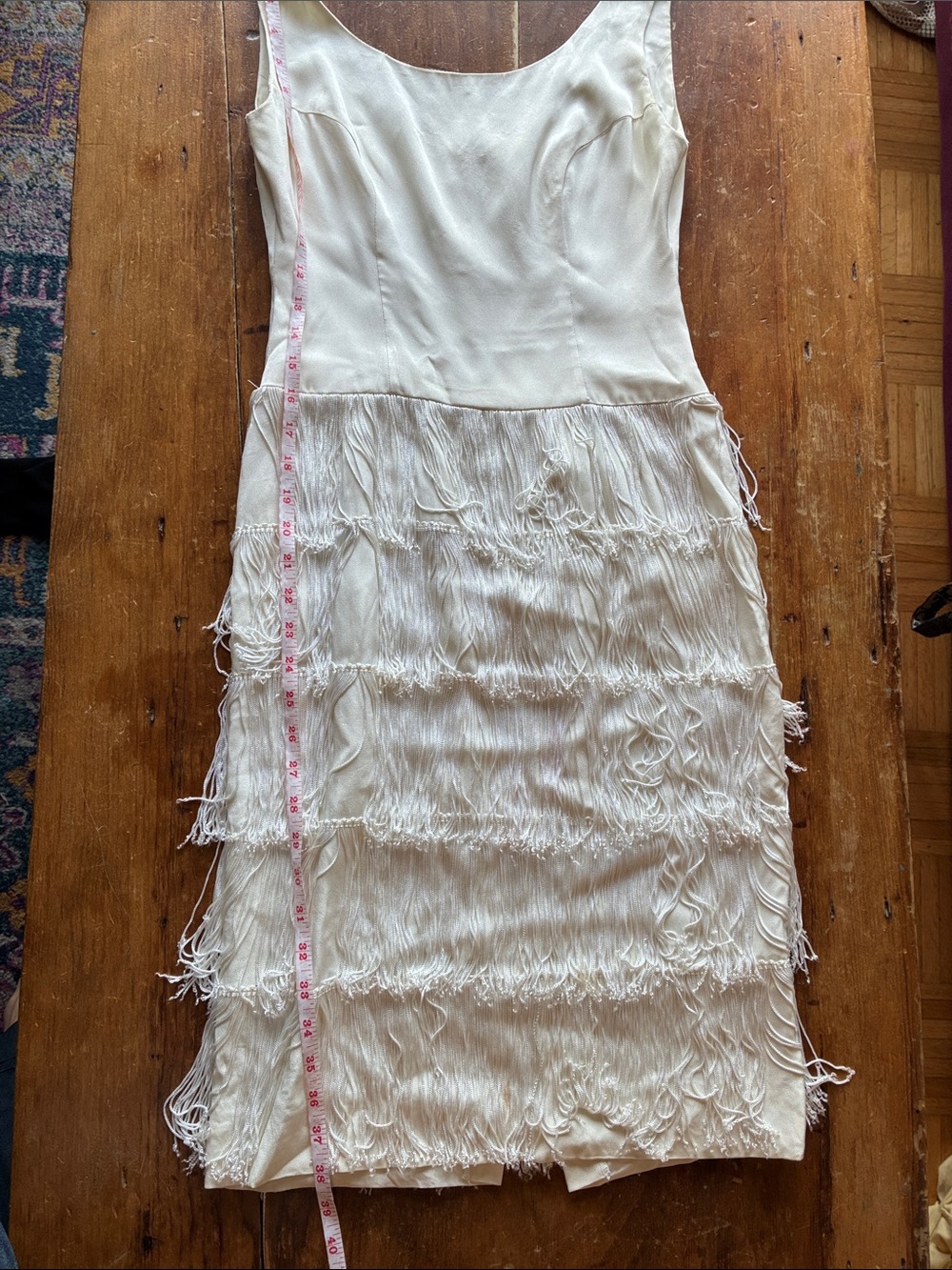 Vintage Original Jr. Theme Ivory Fringe Cocktail Dress | modern Bridal | - Picture 12 of 13